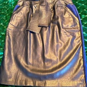 MelissaMcCarthy navy leather and suede skirt
